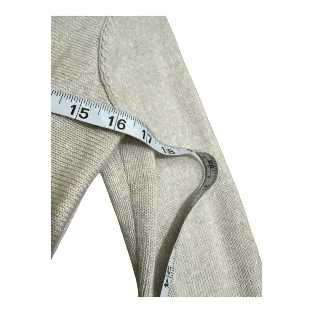 Eileen Fisher Womens Petite P Merino Wool Cardigan Sweater Beige Button Front